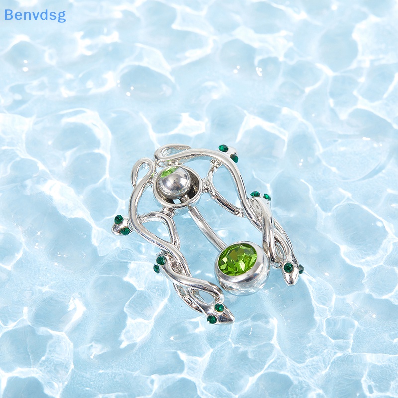 Benvdsg &gt; Khuyên Rốn Bằng Thép Không Gỉ Hình Rắn Đính Đá Xanh Lá Sáng Tạo Không Gây Dị Ứng Cho Nữ