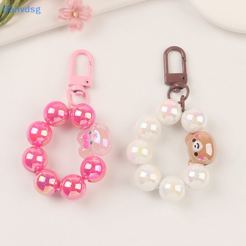 Benvdsg > Móc Chìa Khóa Xỏ Hạt Màu Trơn Hình Thỏ Gấu Hoạt Hình Dễ Thương Trang Trí Túi Xách