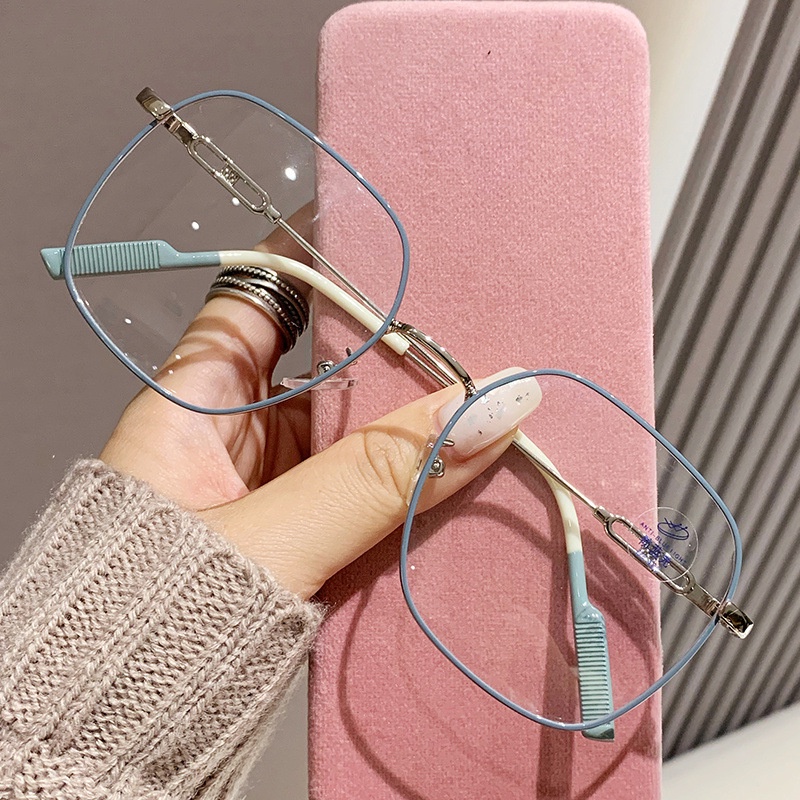 Mắt Kính Gọng Vuông Kim Loại Siêu Nhẹ Thời Trang Cho Nam Nữ