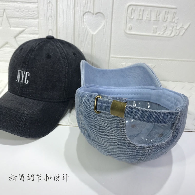 Mũ Lưỡi Trai Denim Thêu Chữ NYC Phong Cách Hàn Quốc Dễ Phối Đồ Thời Trang Xuân Hè Cho Cặp Đôi