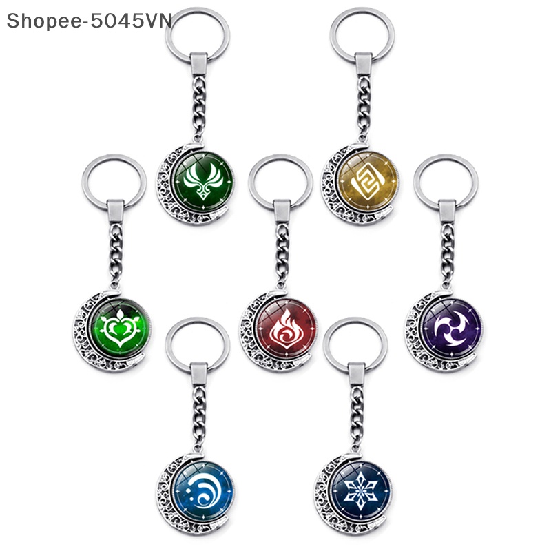 [Hàng Có Sẵn] Móc Khóa Hình Mắt Trăng Xoay 360 Độ Genshin Va Chạm (H)