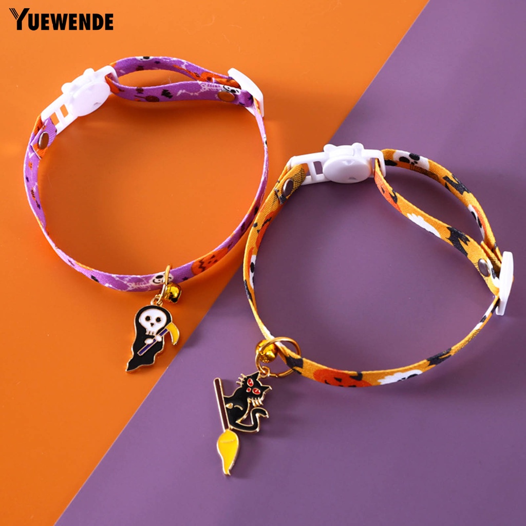 Yq.e Vòng Cổ Họa Tiết Ma Bí Ngô Chống Sặc Nước Mềm Mại Có Chuông Cho Thú Cưng Trong Lễ Hội Halloween
