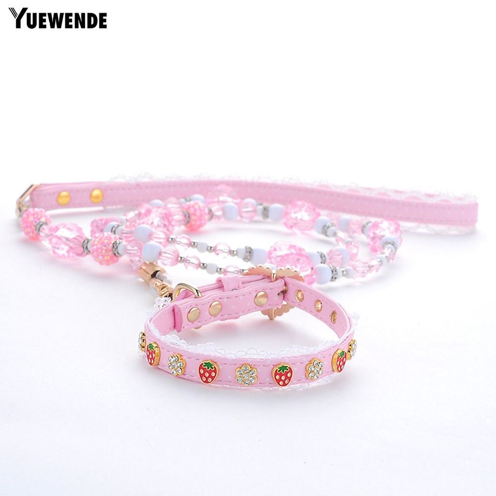 Dây Dắt Thú Cưng Đi Dạo Đính Hạt Pha Lê Giả Chống Rơi Thoải Mái Thời Trang