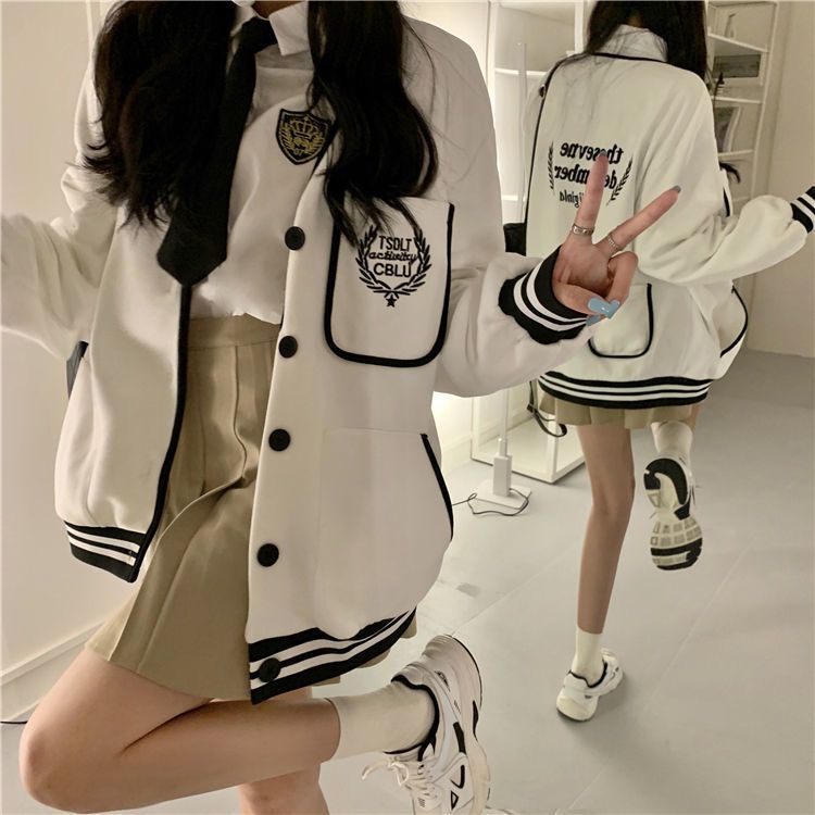 Áo Khoác Bóng Chày Dáng Rộng Thiết Kế Mới Thời Trang Mùa Xuân Thu Theo Phong Cách Hàn Quốc