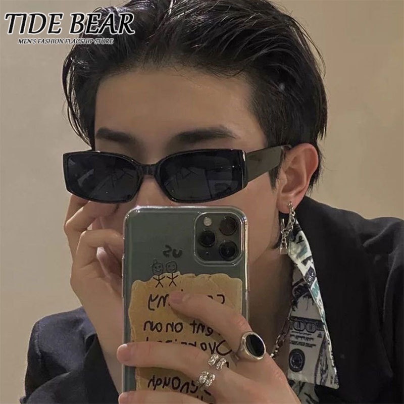 TIDE BEAR Kính Mát Gọng Vuông Nhỏ Phong Cách hip hop Hàn Quốc Cổ Điển Thời Trang 2023 Dành Cho Nam