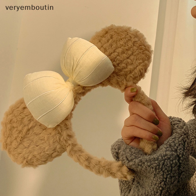 Băng Đô Cài Tóc Vải Bông Hình Tai Gấu Không Trượt Thời Trang Cho Nữ