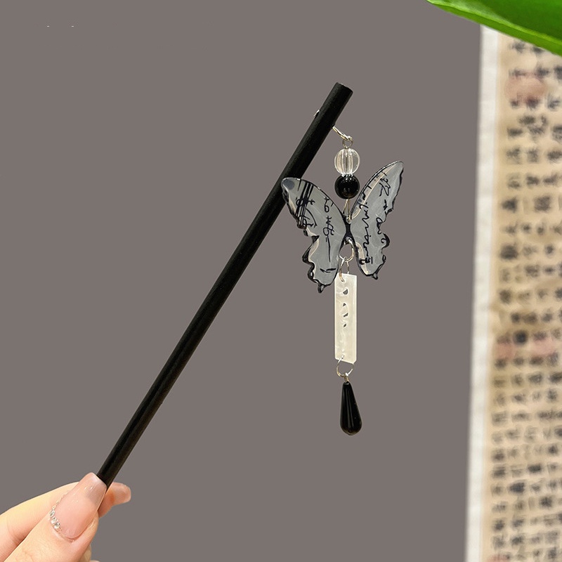 Trâm Cài Tóc Hình Bướm Màu Đen Phong Cách Trung Hoa Thời Trang Mùa Hè Cho Nữ