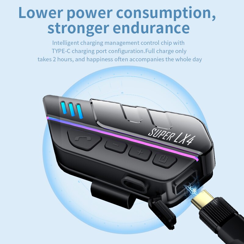 Bộ Tai Nghe Bluetooth 5.0 Không Dây Chống Nước Giảm Tiếng Ồn LX4 Dùng Khi Lái Xe Moto