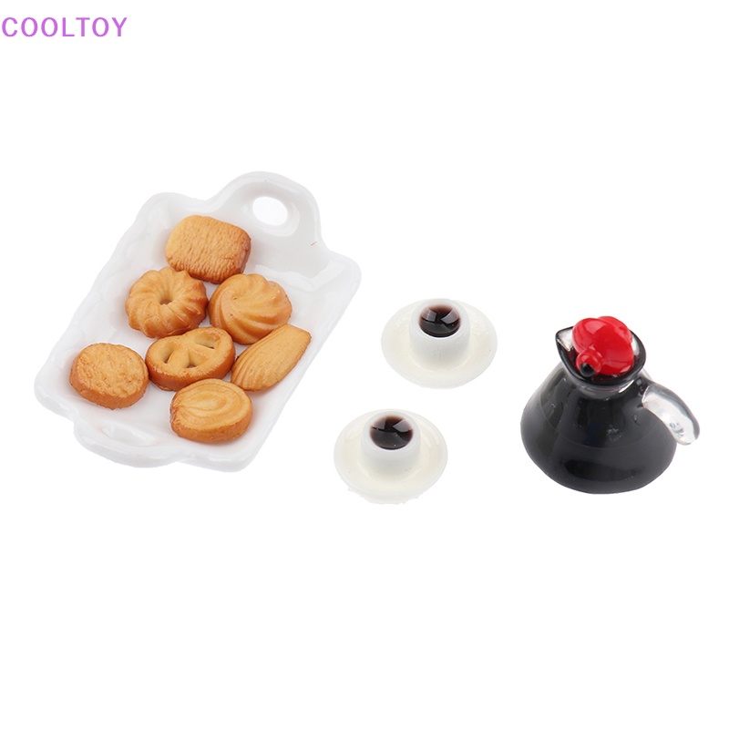Cooltoy Bộ Ấm Tách Uống Cà Phê Bánh Macaroon Bằng Gốm Trang Trí Nhà Búp Bê