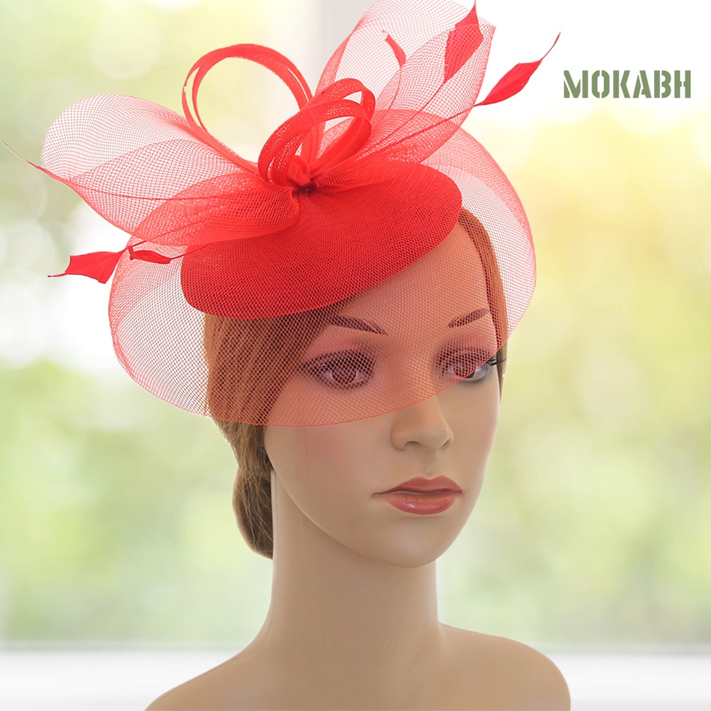 Cài Tóc Lưới Hình Bông Hoa Đính Lông Vũ Đa Năng Phong Cách Vintage Cho Tiệc Trà