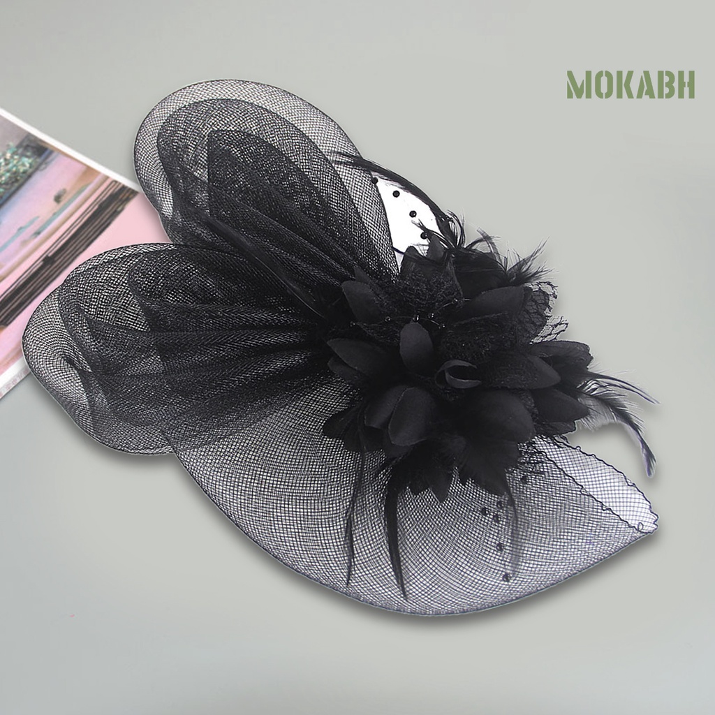 Mũ Tai Thỏ Phối Lưới Đính Lông Vũ Phong Cách Retro Thanh Lịch Dành Cho Cô Dâu