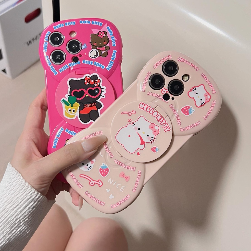 Ốp Điện Thoại TPU Silicon Mềm Bảo Vệ Toàn Diện Tích Hợp Gương Hình Mèo Kitty Cho iPhone 14 12 13 11 PRO MAX