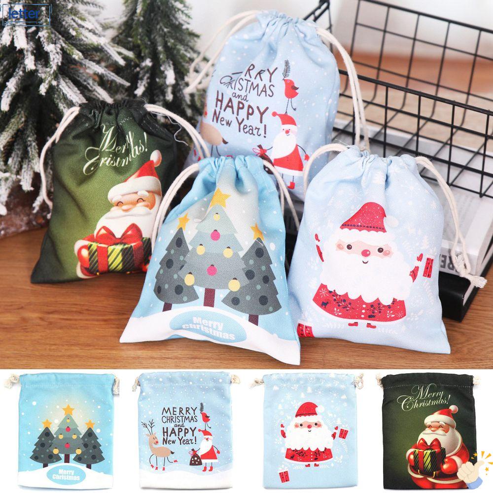 Let Túi Canvas Đựng Quà Hình Vớ Giáng Sinh Có Thể Tái Sử Dụng Trang Trí Tiệc Lễ Hội