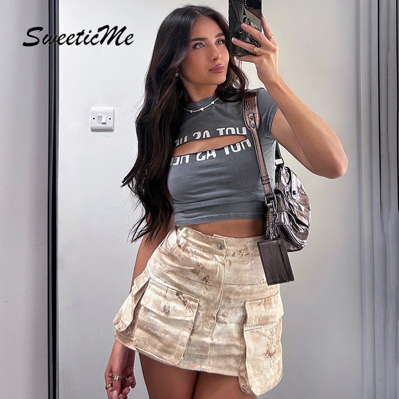 Áo Thun Tay Ngắn Cổ Tròn Dáng Ôm In Chữ Thời Trang 2023 Quyến Rũ Cho Nữ