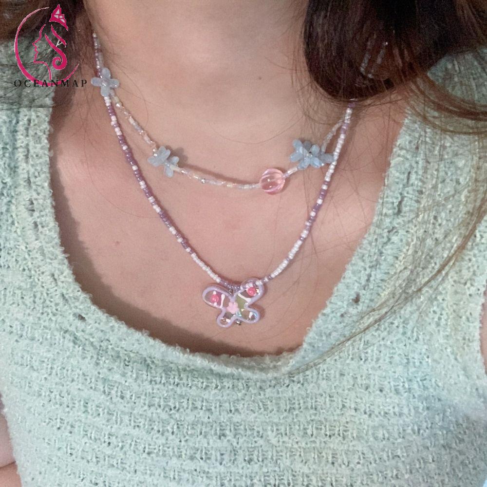 OCEANMAP Dây Chuyền Choker Bằng Hợp Kim Mặt Hình Bướm Thời Trang Hàn Quốc Y2K Dành Cho Bạn Gái