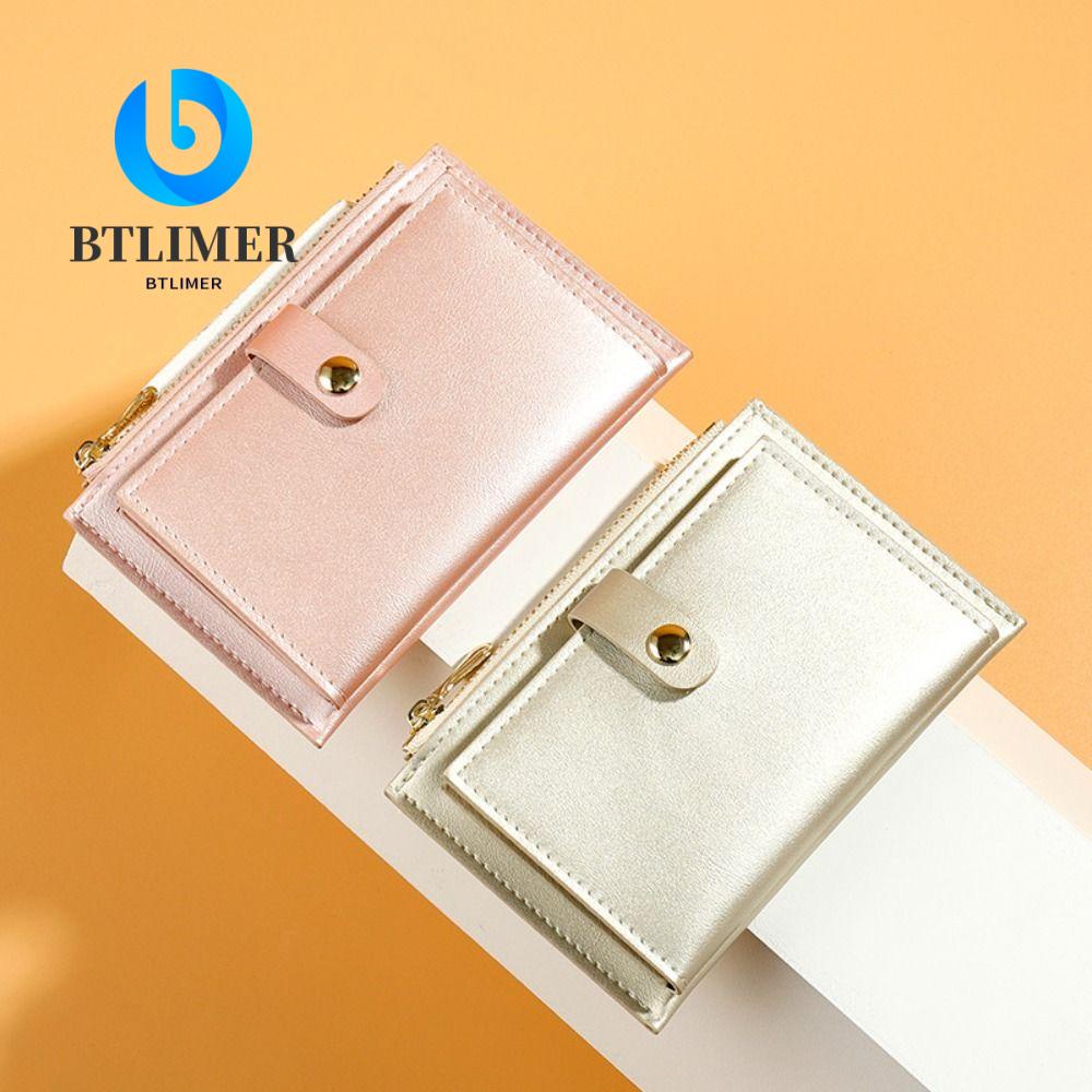 Btlimer Ví Nữ Khóa Kéo Nhiều Ngăn Màu Trơn Đơn Giản