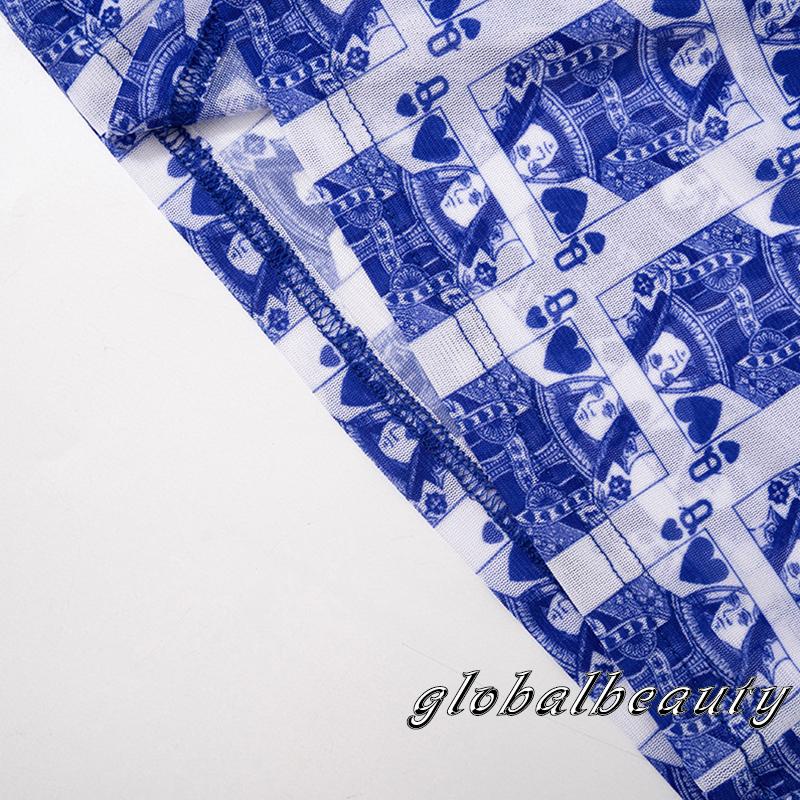 Đầm không tay dáng ôm Cổ Tròn In Họa Tiết Hoạt Hình Lá Bài Poker Thời Trang Mùa Hè Cho Nữ