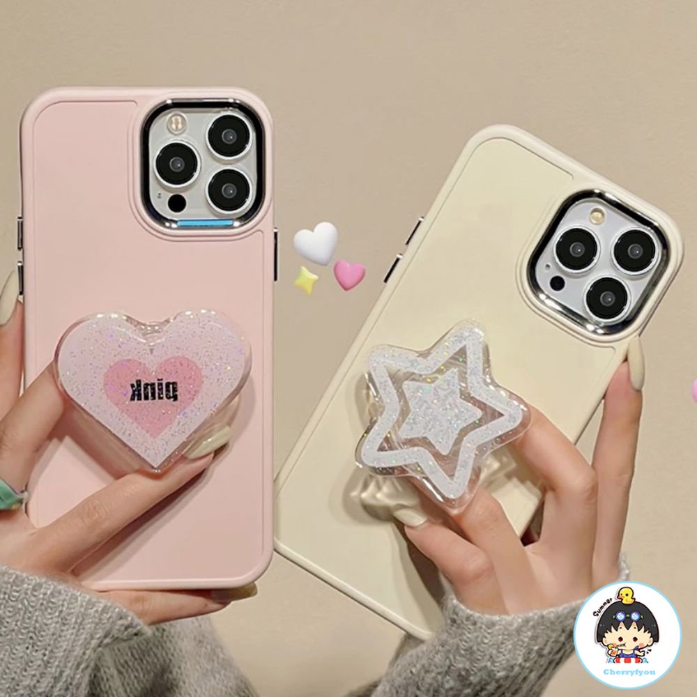 Ốp Điện Thoại TPU Mềm Chống Sốc Mạ Điện Màu Trơn Có Giá Đỡ Bảo Vệ Ống Kính Máy Ảnh Cho IPhone 11 14 13 12 Pro Max