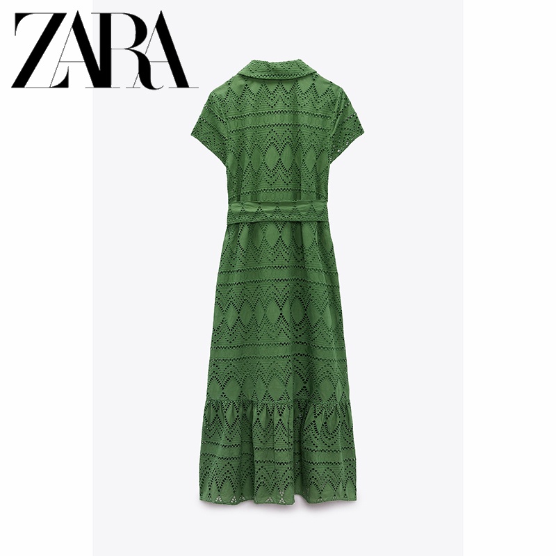 Zara Đầm Sơ Mi Thêu Họa Tiết Xinh Xắn Dành Cho Nữ