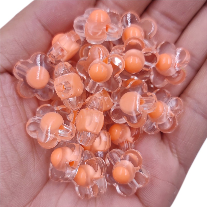 Bộ 10 Hạt Nhựa Acrylic Trong Suốt Hai Lớp Hình Hoa 17mm Dùng Làm Trang Sức DIY