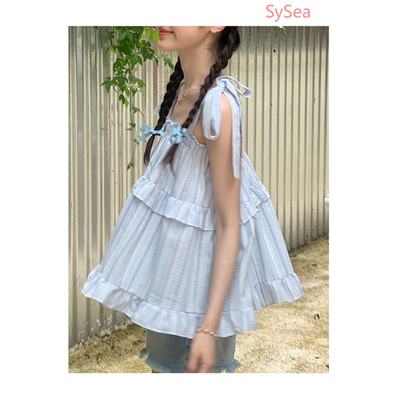 Áo Hai Dây Họa Tiết Kẻ Sọc Thời Trang Mùa Hè Cho Nữ