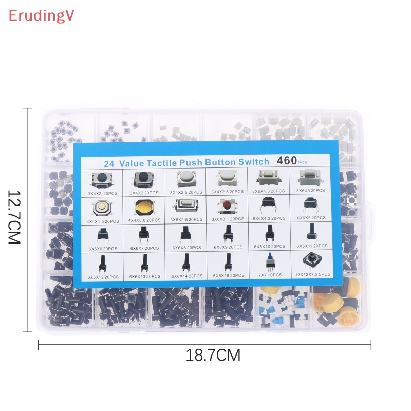 Bộ 460 / 24 Công Tắc Nút Nhấn SMD Micro Chuyên Dụng Cho Xe Hơi Điều Khiển Từ Xa