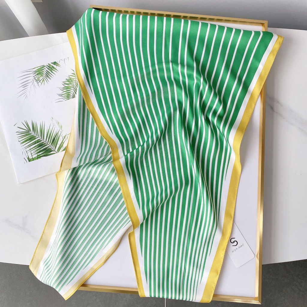 Khăn Choàng Lụa Kẻ Sọc Xanh Navy Thời Trang Mùa Hè