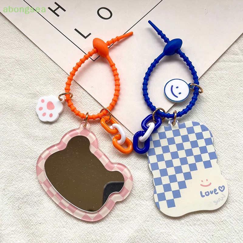 Abongsea Móc Khóa Mặt Gương Nhỏ Họa Tiết Hoạt Hình Đáng Yêu Sáng Tạo Dành Cho Nữ