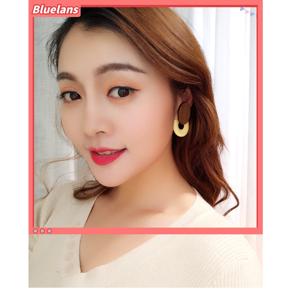 [BLS] Bông Tai Dáng Dài Bằng Gỗ Hình oval Thời Trang Cá Tính Dễ Phối Đồ Phong Cách retro Dành Cho Nữ