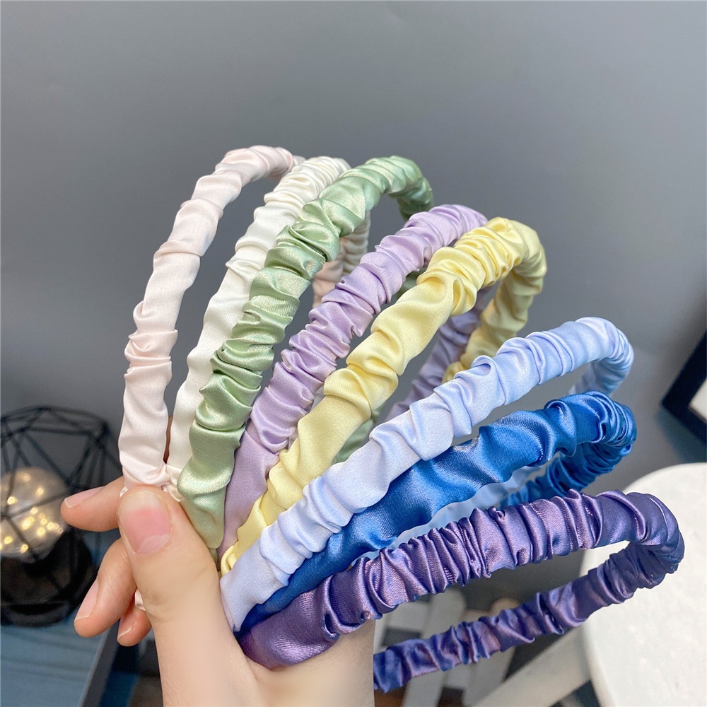 Bờm cài tóc nhún bèo vải satin cài tóc dễ thương cho nữ mã BD01 băng đô nữ phong cách hàn quốc