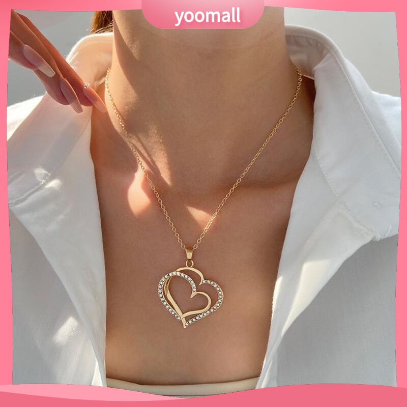 Bộ Vòng cổ + Bông Tai Hợp Kim Hình Trái Tim Thời Trang