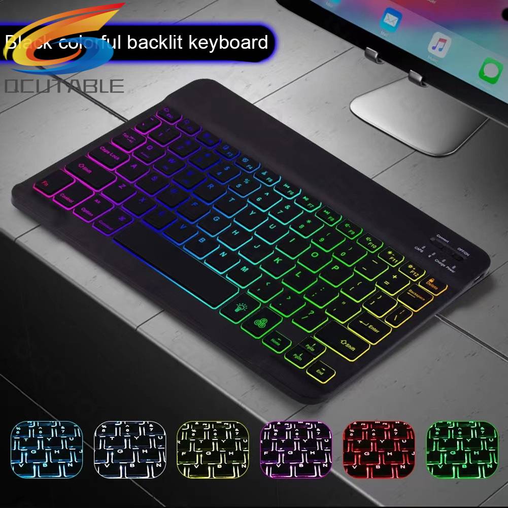 Bàn Phím Và Chuột Không Dây 10 Inch Có Đèn Nền RGB Cho Ipad Laptop Tablet