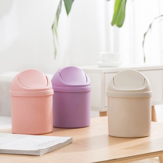 Mini Trash Can Storage Bucket Kitchen Plastic Desktop With Lid Small Trash Can