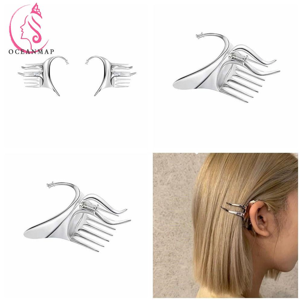 Bông Tai Dạng Kẹp Bằng Hợp Kim Màu Bạc Phong Cách Hàn Quốc Thời Trang Không Xỏ Lỗ Thích Hợp Làm Quà Tặng Sinh Nhật Cho Bạn Gái