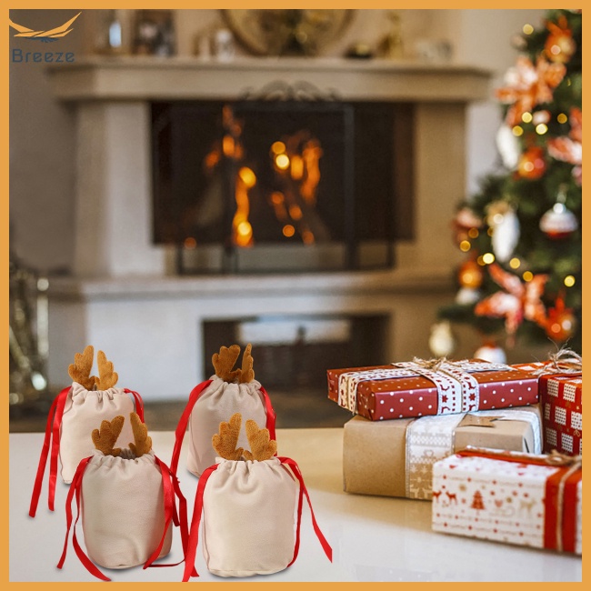 Set 10 Túi Đựng Kẹo Có Dây Rút Tái Sử Dụng Được Cho Dịp Halloween / Giáng Sinh