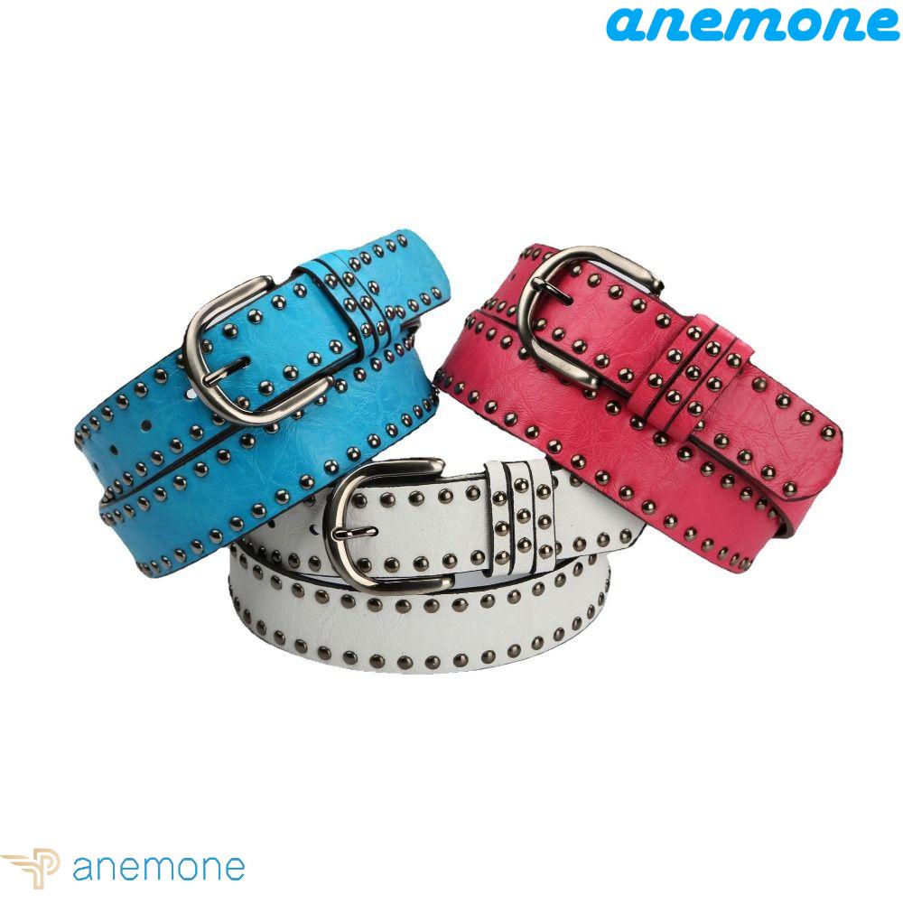 Thắt Lưng Da PU Bản To Đính Đinh Tán Bằng Hợp Kim Phong Cách Hàn Quốc Cho Nữ