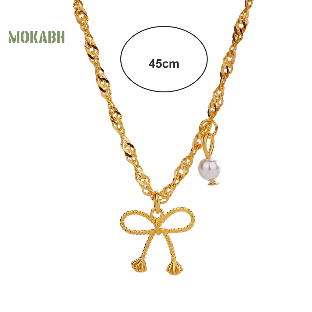 [Mok Abh] Vòng Cổ Choker Họa Tiết Hình Con Bướm Rỗng Đính Ngọc Trai Giả Không Phai Màu