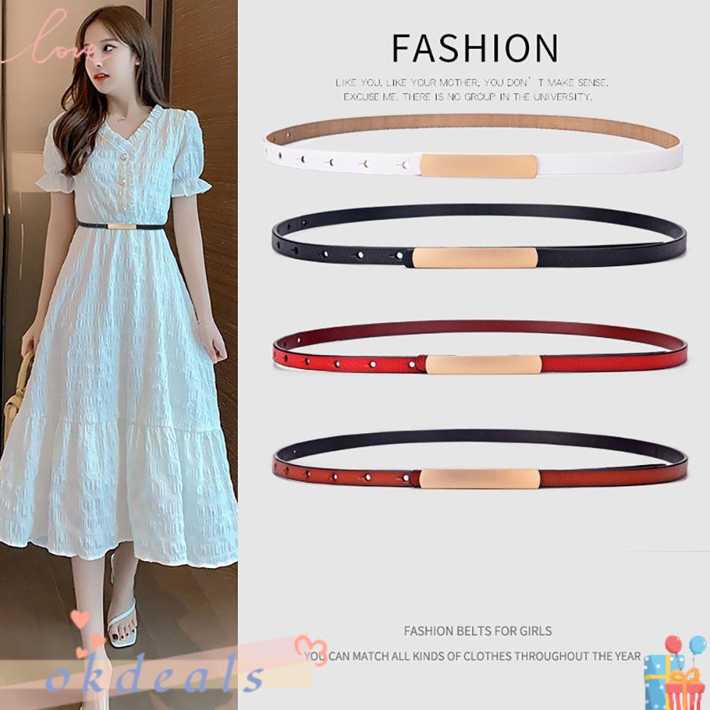 OKDEALS Thắt Lưng Màu Trơn Khóa Gài Đơn Giản Thời Trang Cho Nữ