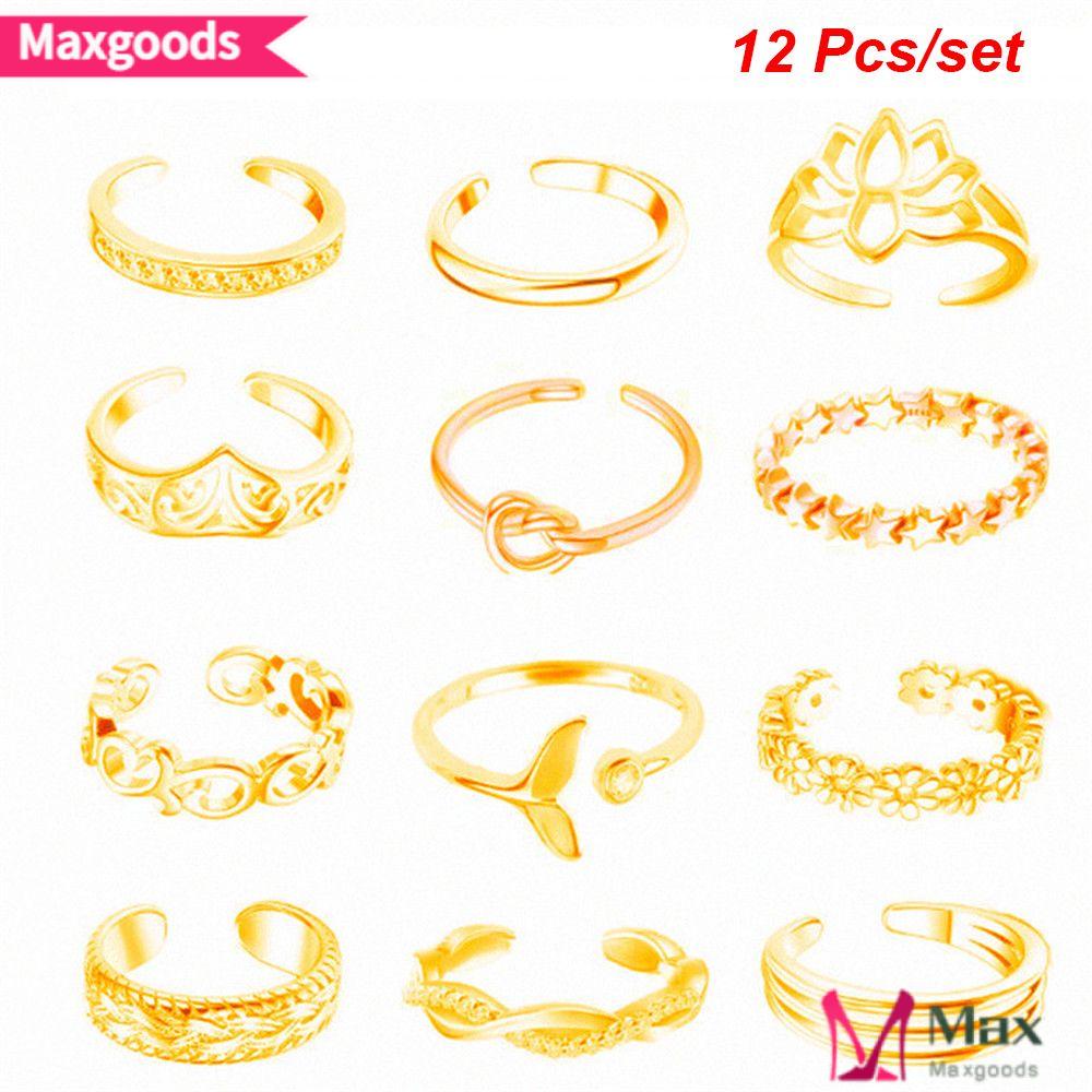 MAXG Set 12 Nhẫn Đeo Ngón Chân Thời Trang Biển Cho Nữ