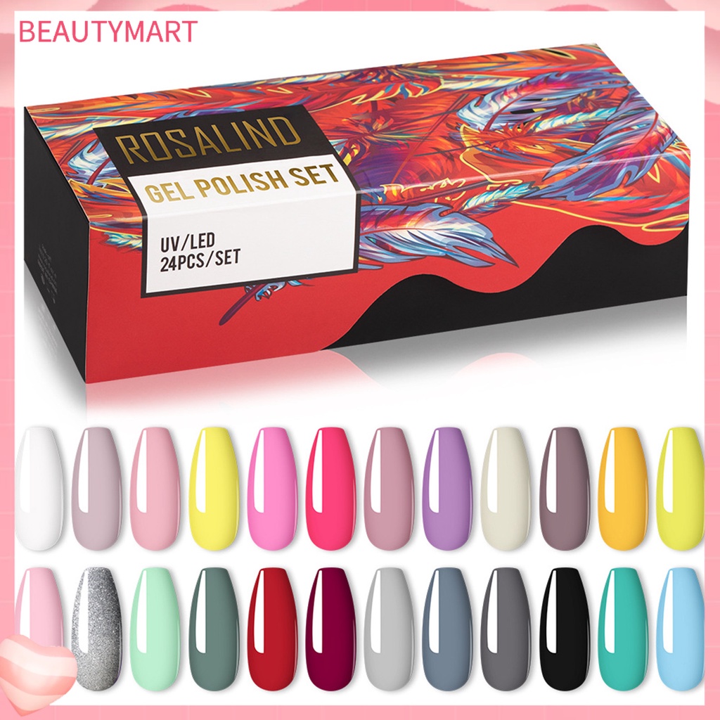 Set 24 Sơn Móng Tay Gel UV Tạo Hiệu Ứng Đẹp Mắt DIY
