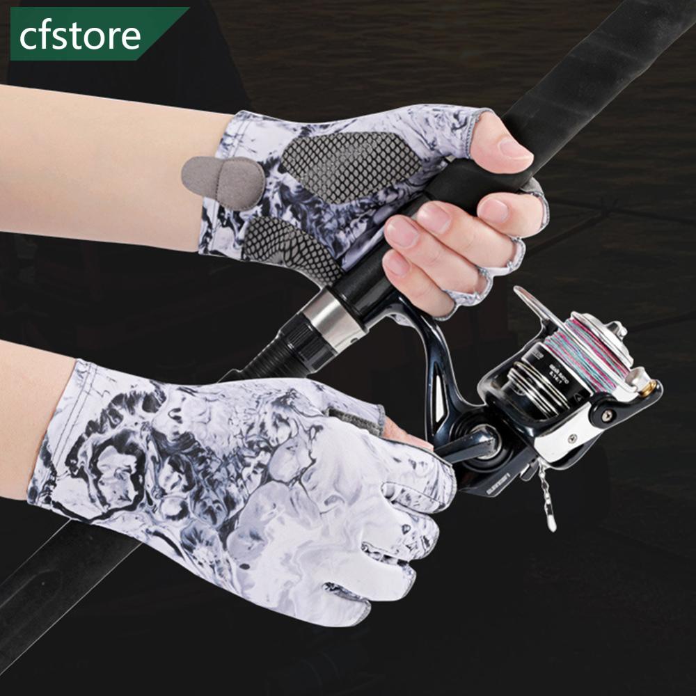 Găng Tay Chống Nắng Nửa Ngón Bằng Lụa Lạnh Thấm Hút Mồ Hôi Thoáng Khí Chống Trượt Cho Nam K1R6