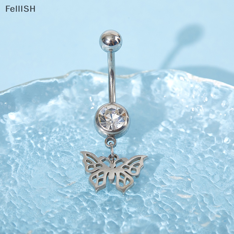 Khuyên Rốn Hình Bướm Rỗng Bằng Thép Không Gỉ Màu Sắc Bạc 439br