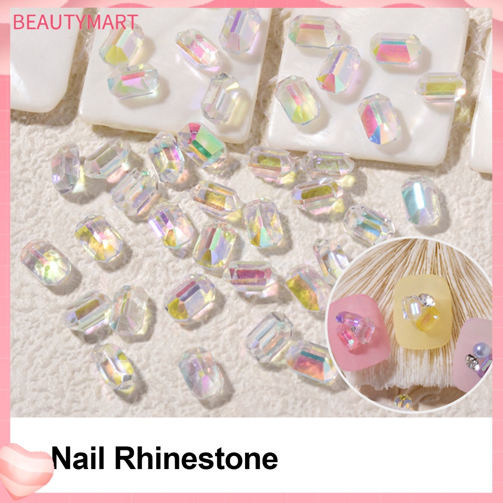 Set 100 Hạt Đá Vuông Dẹp 3D Nhiều Màu Gắn Trang Trí Móng Tay Nghệ Thuật
