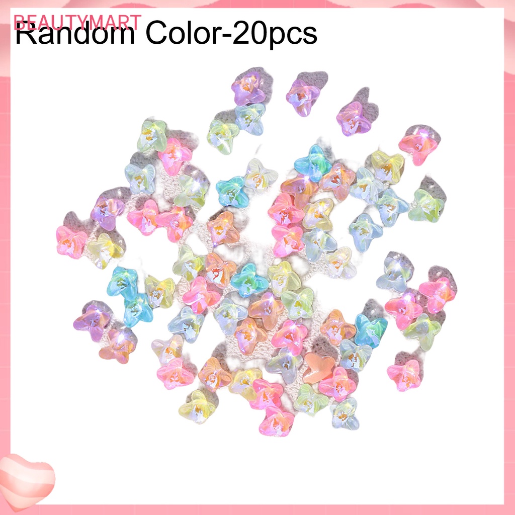 Bộ 20 Hạt Đá Mocha Hình Bướm Siêu Nhẹ Dùng Trang Trí Móng Tay DIY