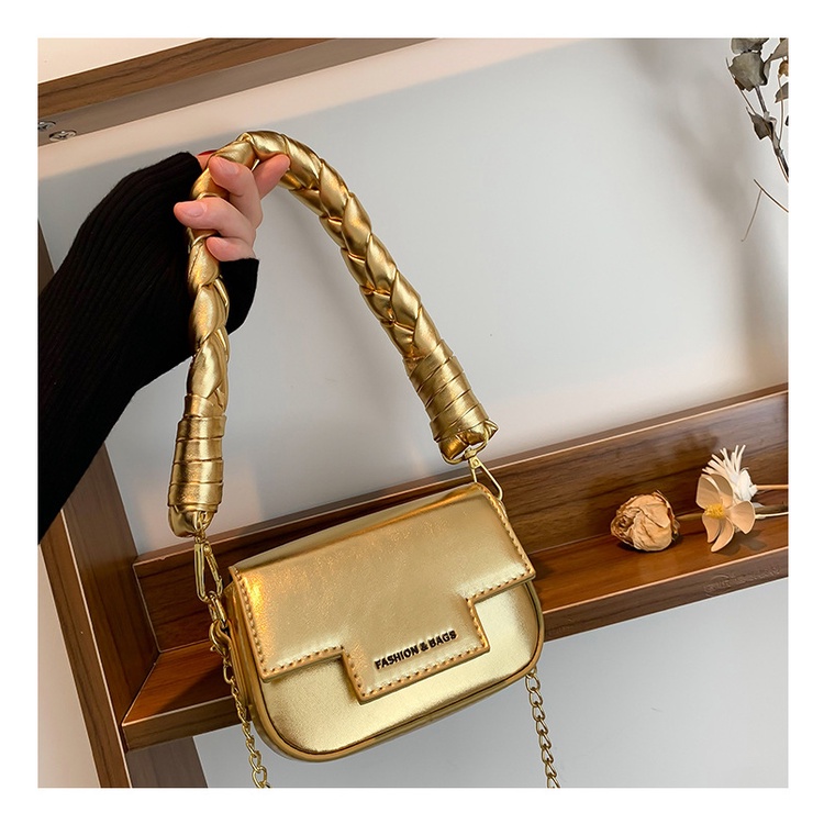 Túi Xách Đeo Vai Kiểu Vuông Nhỏ Màu Laser Phối Dây Xích Thời Trang Cao Cấp