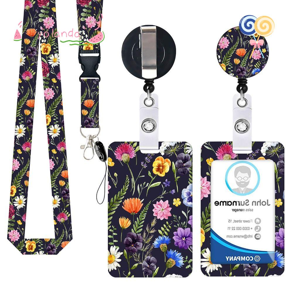Dây Đeo Thẻ ID Bảo Vệ Họa Tiết Hoa Cổ Điển Dành Cho Học Sinh / Nhân Viên Văn Phòng