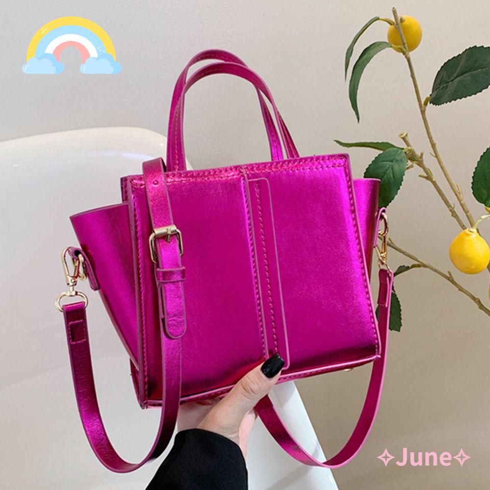 JUNE Túi Xách Da PU Bóng Thời Trang Cho Nữ