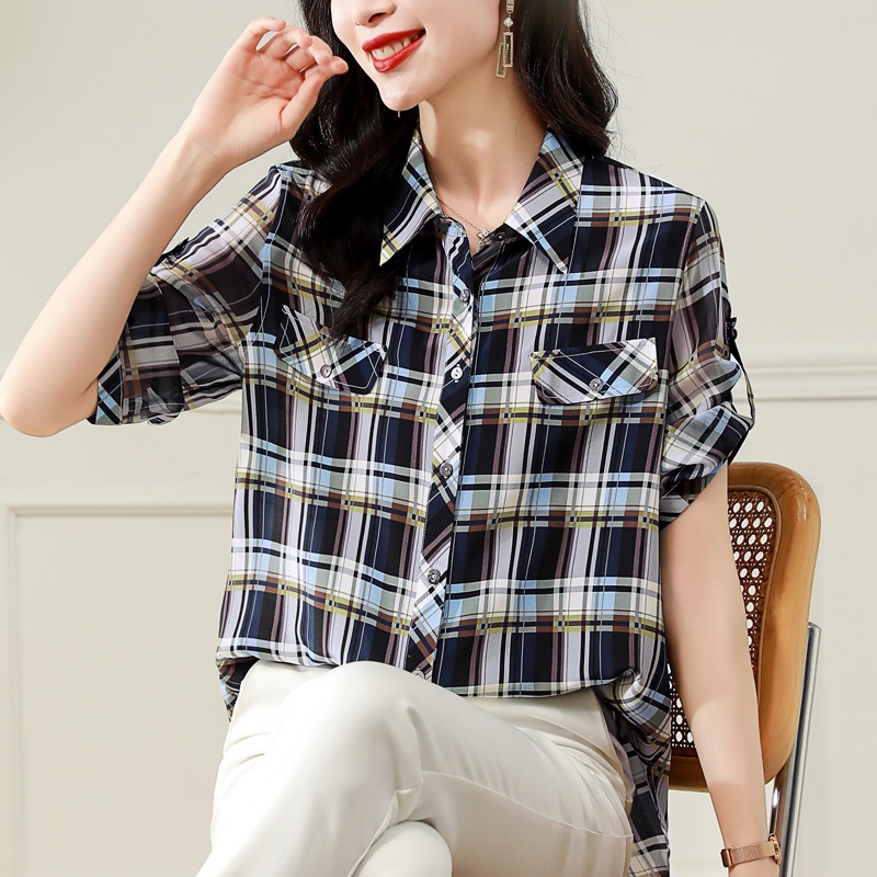 Áo Sơ Mi Lụa Mulberry Cao Cấp Tay Lửng Năm Tấc Thời Trang Mùa Hè 2023 Phong Cách Mới Cho Nữ