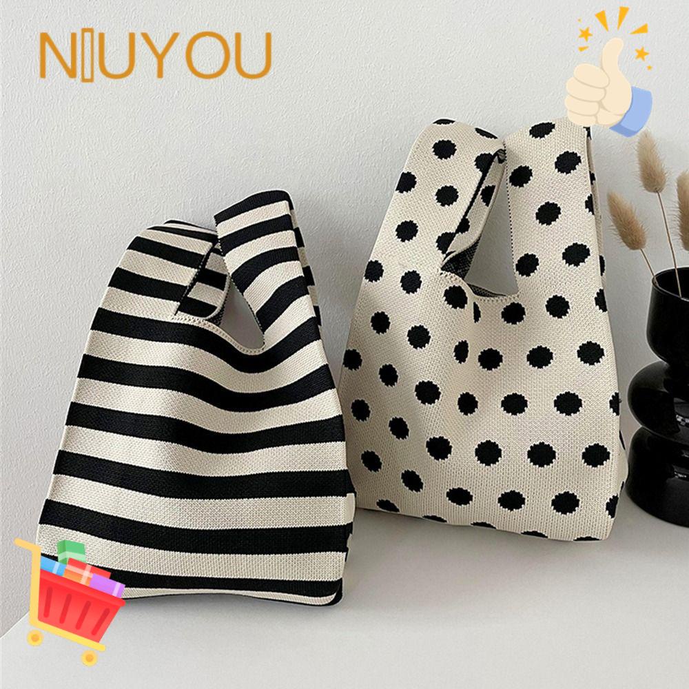 NIUYOU Túi Tote Chấm Bi Thắt Nút Xinh Xắn Hợp Thời Trang