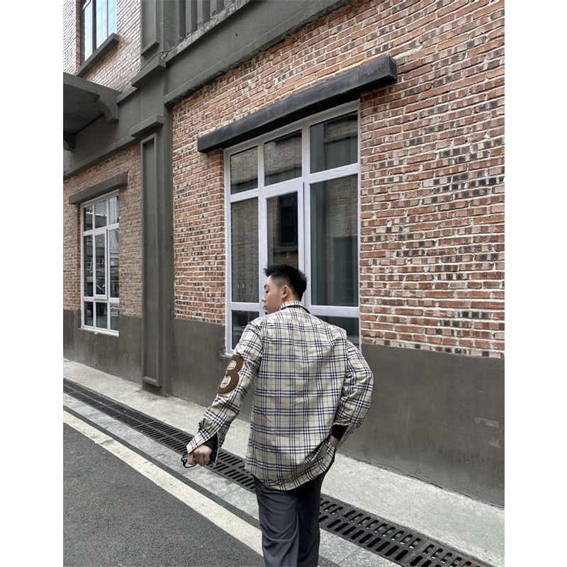 Áo Sơ Mi Tay Dài Hai Lớp B8B8R-Double logo Kẻ Sọc Caro Phù Hợp Với Cả Nam Và Nữ